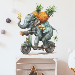 外貿卡通騎行大象兒童房臥室幼兒園家居裝飾牆貼貼紙自粘批發跨境