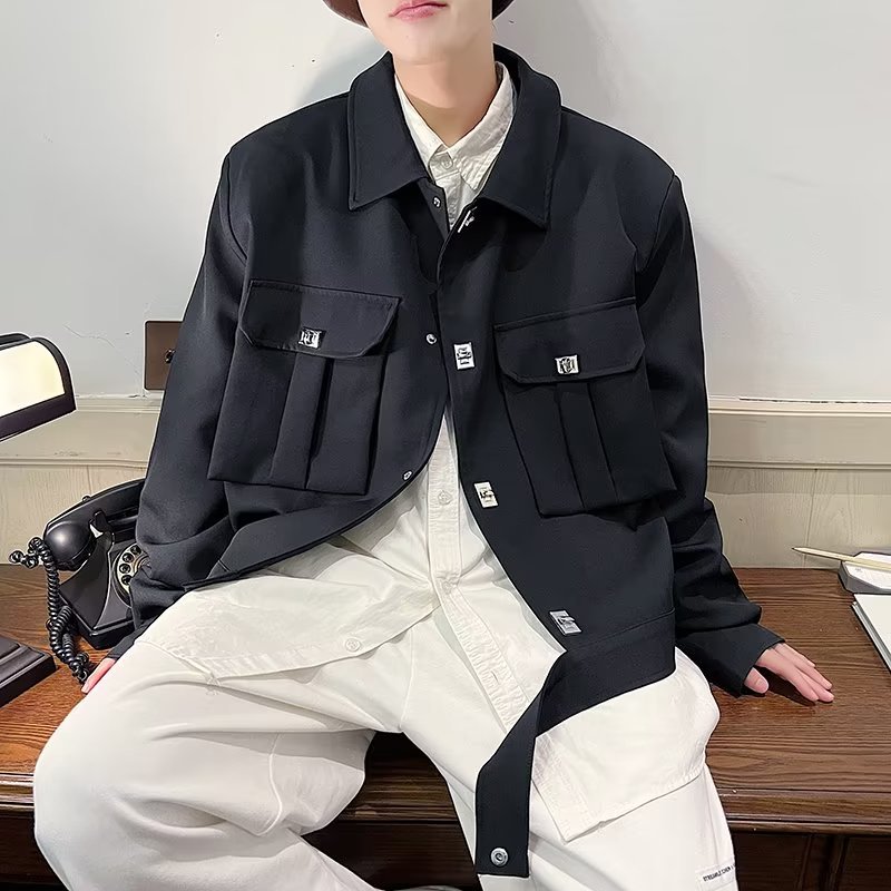 Otoño e invierno estilo Hong Kong sentido de diseño chaqueta de nicho chaqueta casual suelta coreana para hombres chaqueta de rebeca callejera frita joven