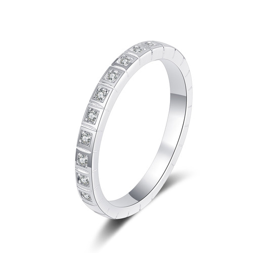 S925 silver ring women's half circle moissanite tail ring plated pt950 platinum small ice cube meson manufacturer wholesale