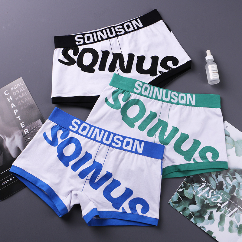 Trendy Men's Underwear Sexy Boxer Briefs Letter Print Korean Style Trendy Men's Fashion Boxer Briefs Summer Shorts
