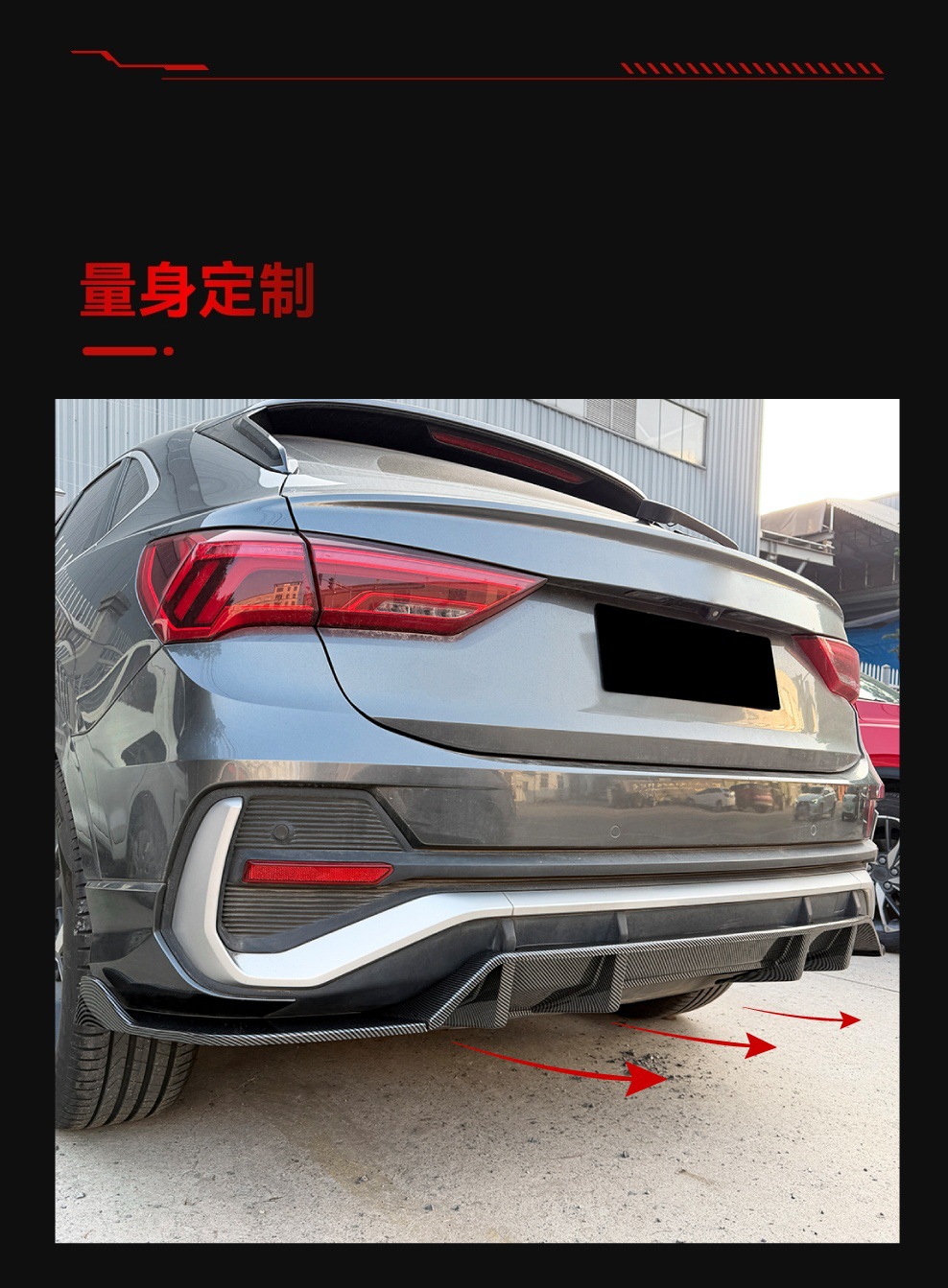 Applicable to 2019+ Audi Q3 F3 Sportback Sports Version Rear Lip Spoiler Surround Cross-Border Modification