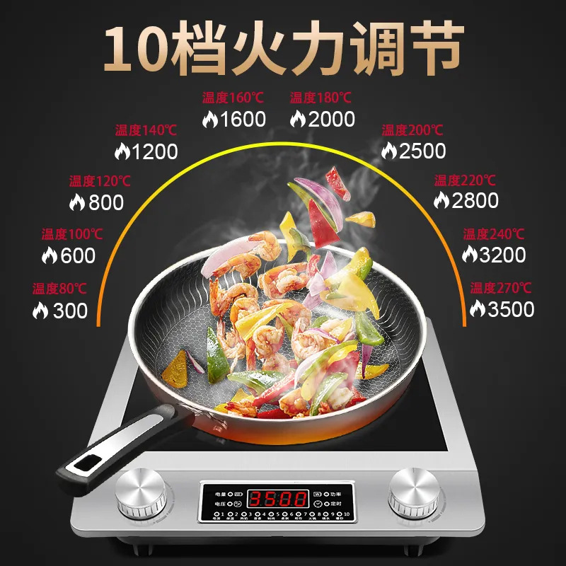 Cocina de inducción de 3500W para uso doméstico, nuevo modelo, estufa de batería cóncava de alta potencia, comercio transfronterizo, versiones en ruso e inglés, fabricante