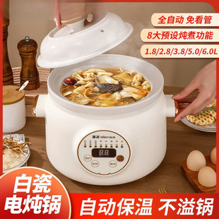 Electric Stew Pot, Fully Automatic Household Ceramic Health Soup Pot, Porridge Pot, Multi-Functional Baby Stew Pot, Casserole