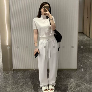韩国东大门同款夏季显瘦显腿长薄款水洗垂坠感长裤休闲裤香蕉库