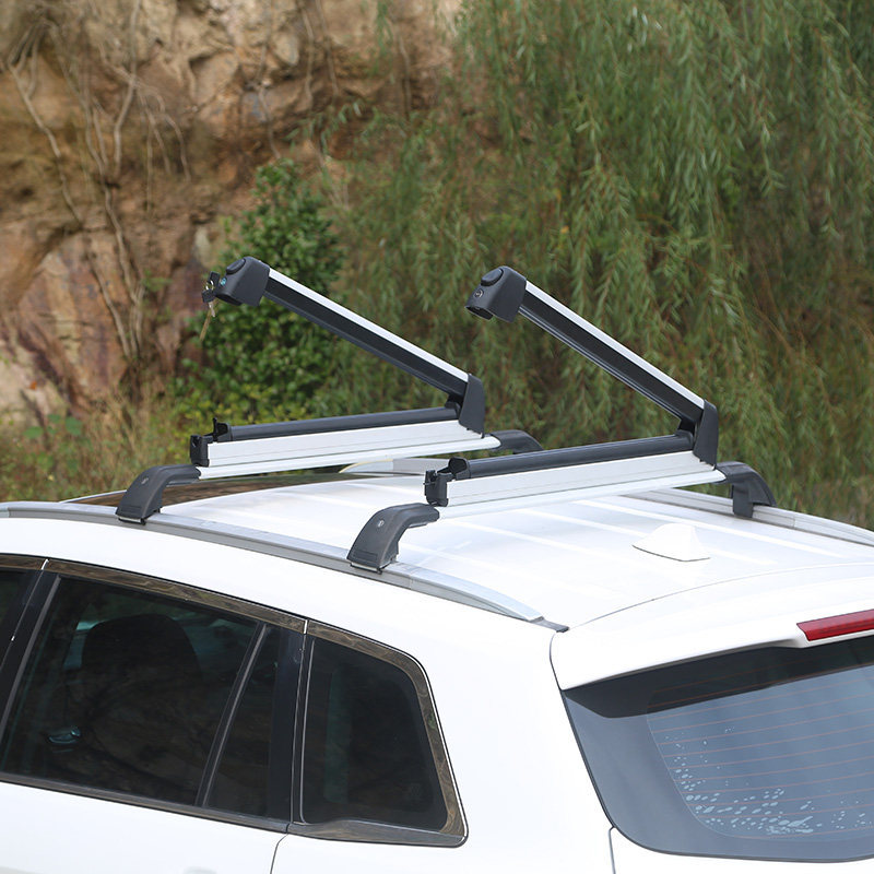 Suv Car Roof Ski Rack with Lock, Roof Rack for Ice and Snow Sports, Snow Sled Rack, Luggage Rack, Aluminum Alloy for Single and Double Boards