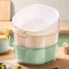 Double-layer vegetable sink drain basket kitchen household plastic fruit plate living room sink water filter vegetable basket wash vegetable basket