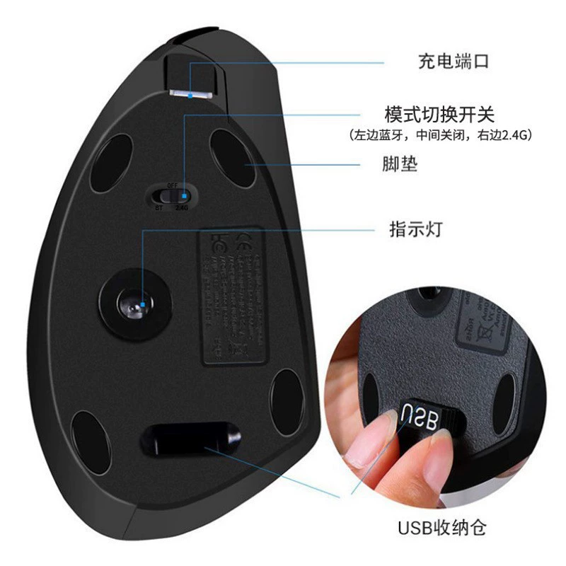 [左手右手五代垂直人体工学光电鼠标 充电左撇子直立鼠标mouse现货]
