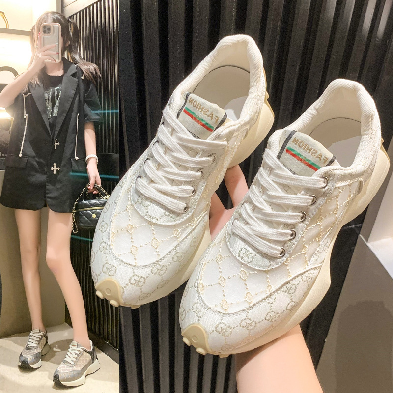 Lace White Shoes Forrest Gump Shoes 2024 Summer New Breathable Mesh sneaker Fashion Casual Shoes Explosion Tide