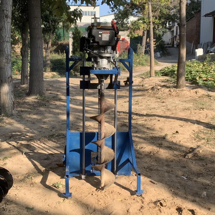 公路围栏桩打洞机手摇加厚支架导轨式钻坑机栽杆立柱植树挖坑