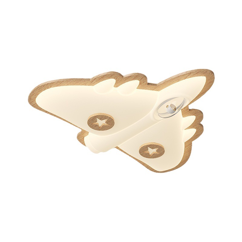 Lámpara de habitación para niños Lámpara de techo de protección ocular de espectro completo Lámpara de avión de dibujos animados minimalista creativa Lámpara de dormitorio de viento crema de troncos