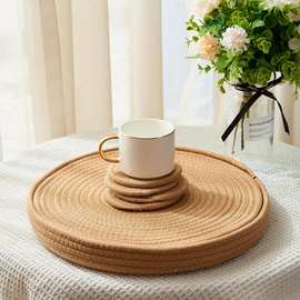 编织隔热垫亚麻色西餐垫防烫碗垫盘子垫锅垫餐桌杯垫装饰垫杯碗垫