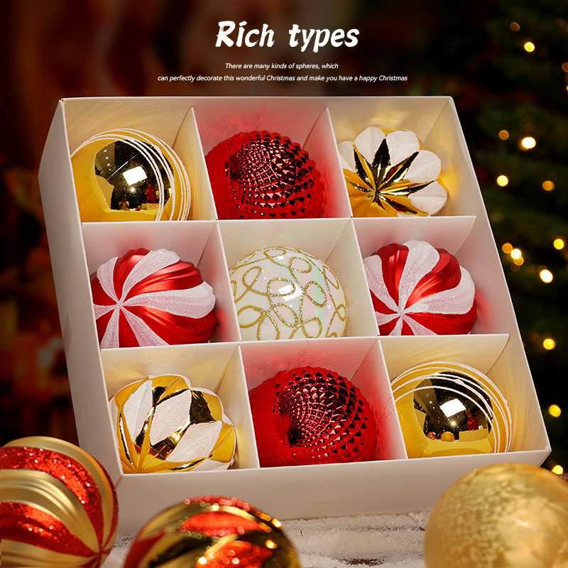 Navidad bola de color 6cm bola de plástico galvanizado color mixto bola de Navidad pintada 9 piezas juego de decoración navideña colgante bola colgante
