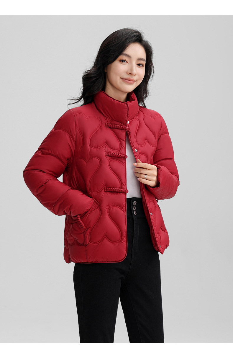 New Chinese style 2024 winter retro button down short fashion stand collar lightweight women's cotton Down jacket_voghion.com