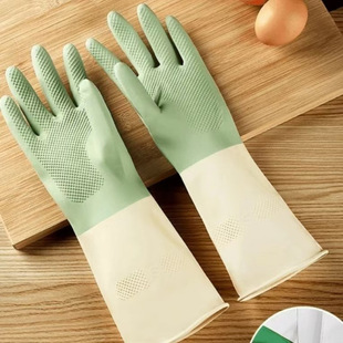 Household Cleaning Household Rubber Artifact Household Waterproof Dishwashing Gloves Durable Kitchen Wash Pot Vegetables Thickened for Men and Women