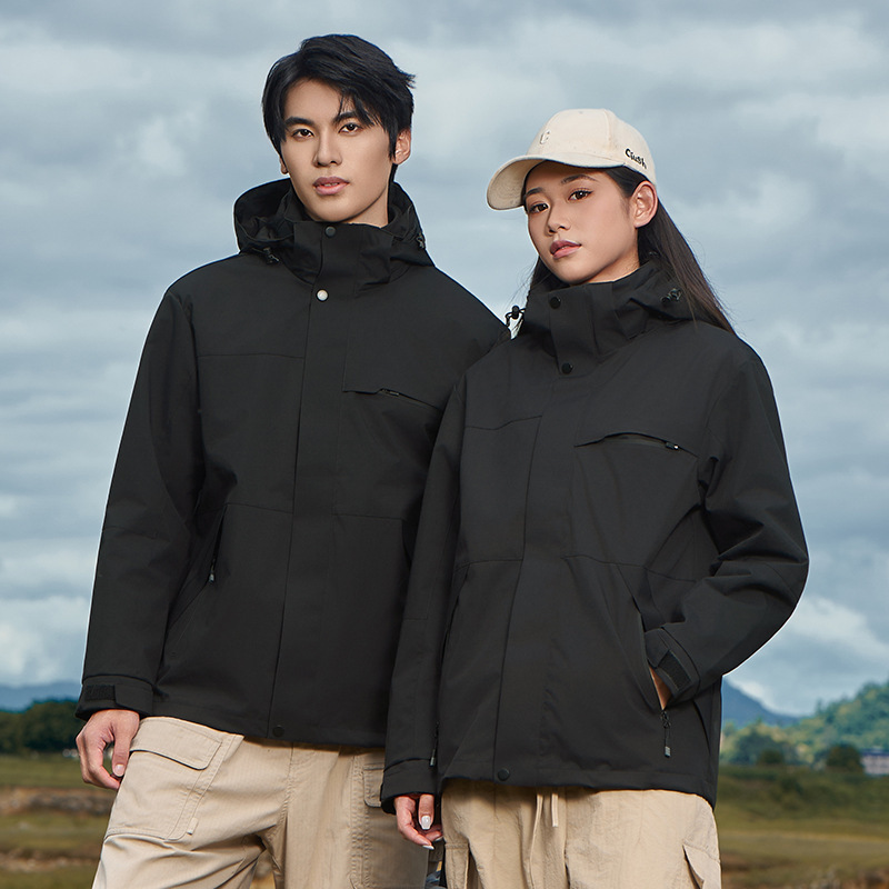 韓国版の男性と女性のアウトドア新作ジャケット スリーインワン防風防寒ジャケット カップル登山スキージャケット|undefined