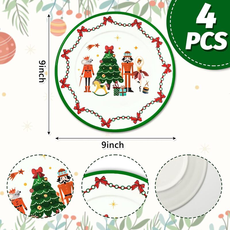 Christmas Nutcracker Ceramic Dinner Plate Set of 4 9inch Holiday Themed Dinner Plates Christmas Dinnerware Christmas Nutcracker Ceramic Dinner Plate Set of 4 9inch Holiday Themed Dinner Plates Christmas Dinnerware