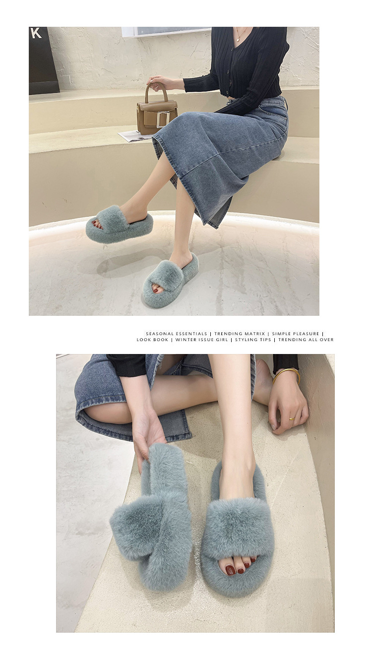 Women's Basic Solid Color Round Toe Plush Slippers display picture 2