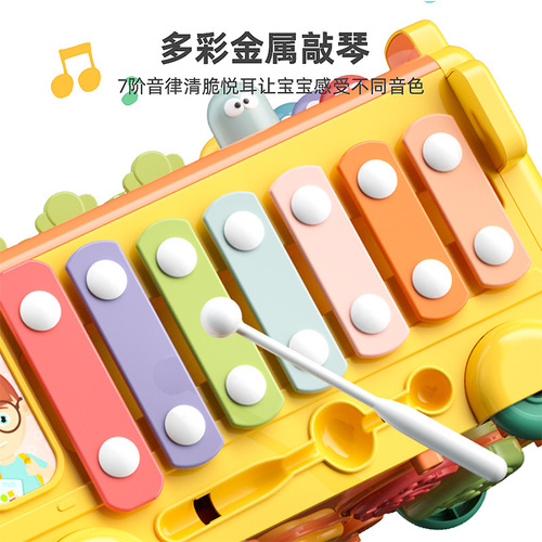 Children's Multi-functional Groundhog Toy Early Education Enlightenment Block Press Music 0-1 Year Old Baby Toy Knocking Bus