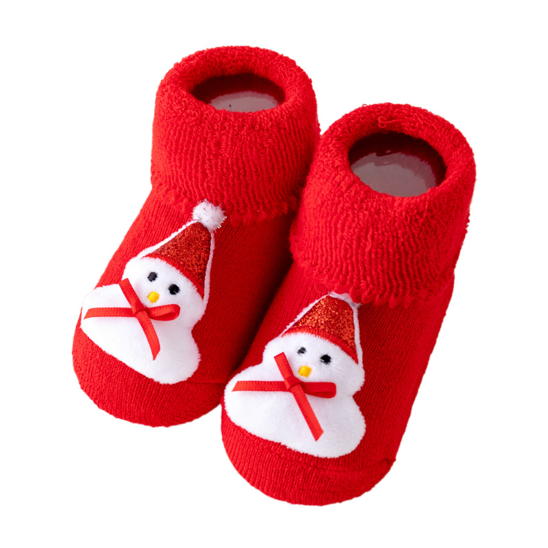 Bebé espesado polar invierno cálido Terry calcetines recién nacido bebé Navidad rojo antideslizante piso mediados de la pantorrilla regalo calcetines