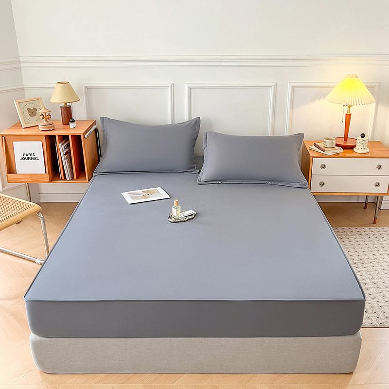 Amazon cross-border antibacterial TPU waterproof single-layer solid color bed hat foreign trade wholesale non-slip hotel bed cover protective cover