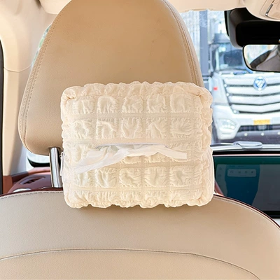 Car tissue box/set, Box Creative Doll Doll - puff-check-chair-back-tissue-box-beige