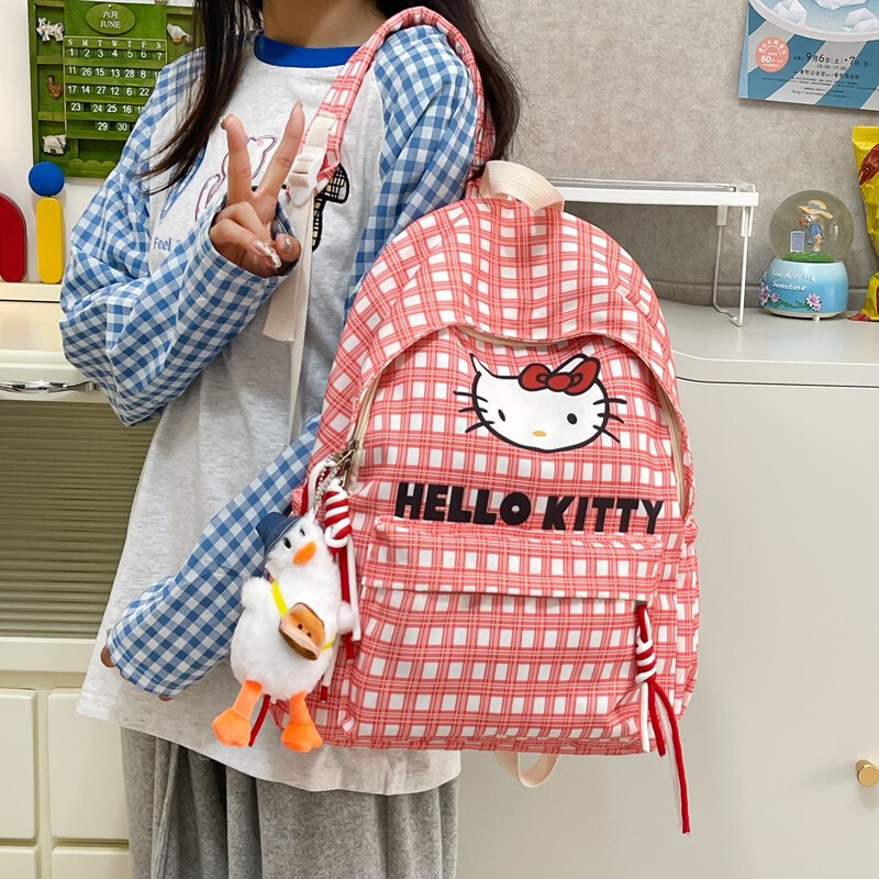 2025 夏の新高価値バックパック漫画 kt 猫パターンカジュアルバックパック中学生大容量スクールバッグ|undefined