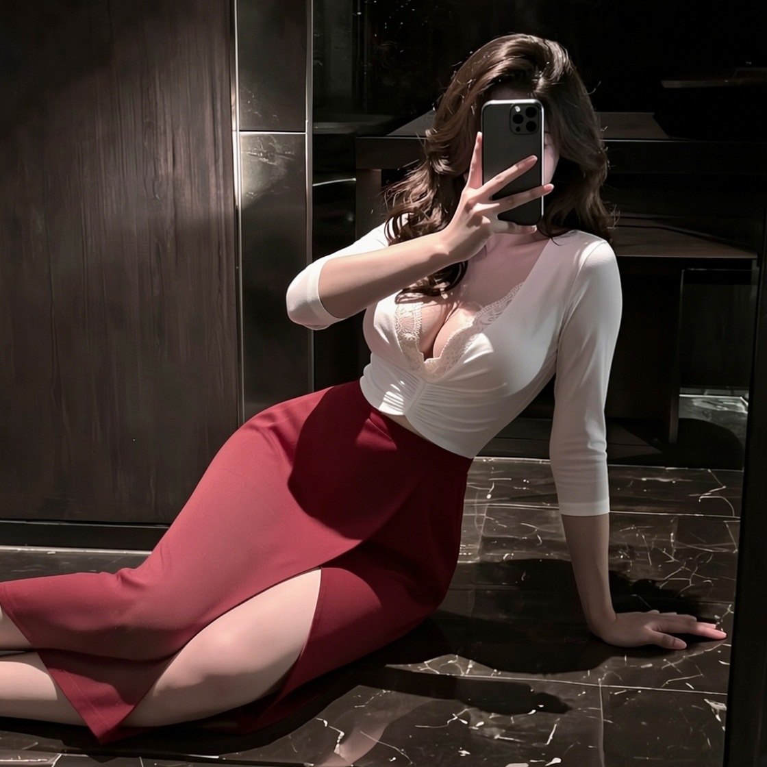Secretary Cosplay Lingerie Set with Lace Trim, Top, Mini Skirt and Thong — detail image 3