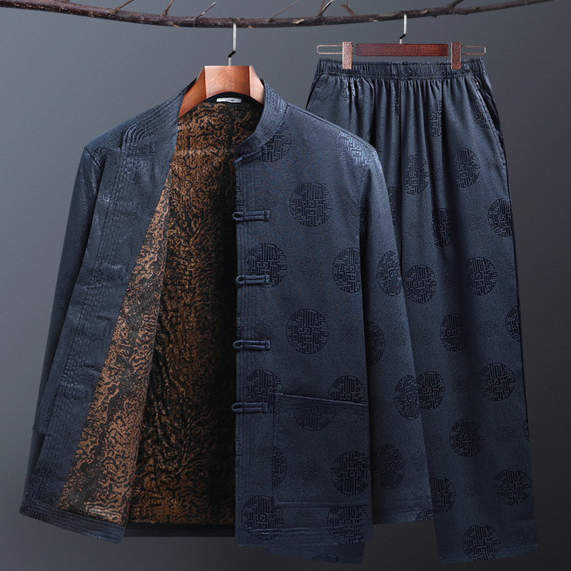 爷爷棉袄寿衣衣服棉衣绒男加爸爸生日中老年冬季外套冬装唐装保暖