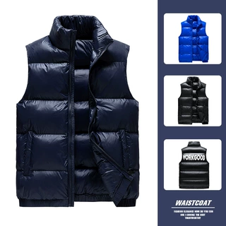 纯色棉马甲定制亮面塞棉填充保暖背心秋冬季坎肩无袖棉衣可印logo
