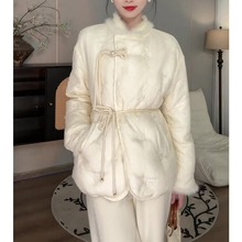 深圳南油新中式国风盘扣白色棉加厚外套高级感超好看铺棉棉服冬季