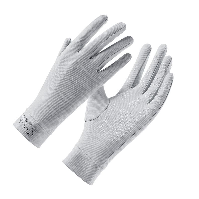 Guantes de protección solar para mujer, verano al aire libre, fresco y transpirable, conducción, conducción, deportes antideslizantes, fitness, correr, guantes de seda de hielo