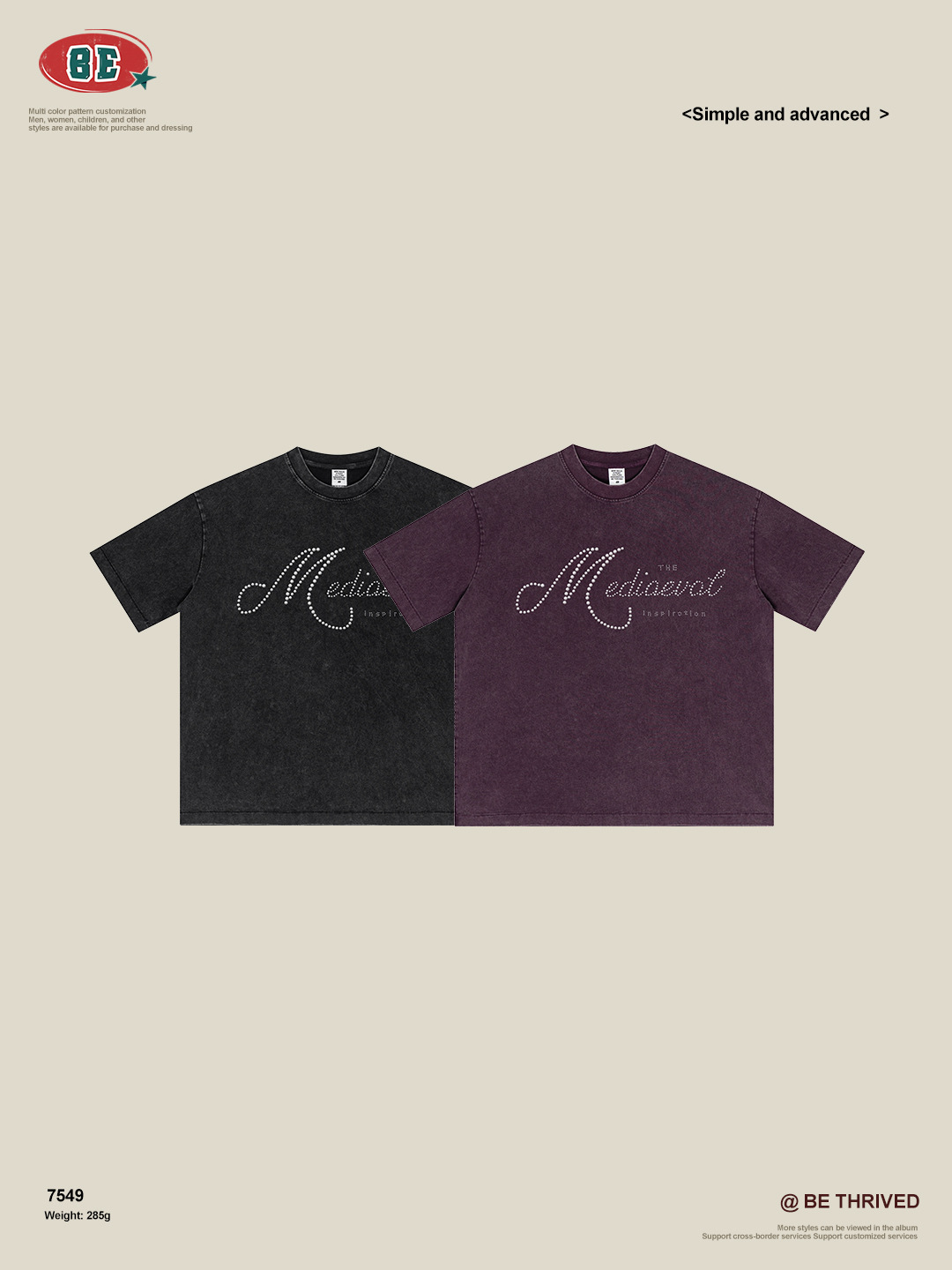 Camiseta de Manga Corta con Perlas para Hombre de Algodón Transpirable Suelto para Uso Casual