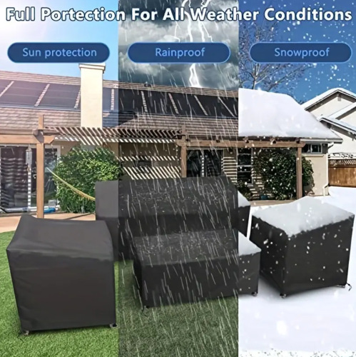4-piece Patio Furniture Set Heavy-duty Waterproof Outdoor Furniture Set with Wicker Windproof Black Belt Loops and Drawstrings