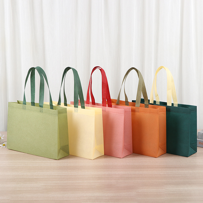 Fábrica de bolsas de tela no tejida de contraste de color publicidad bolsa de compras bolsa en blanco engrosada bolsa