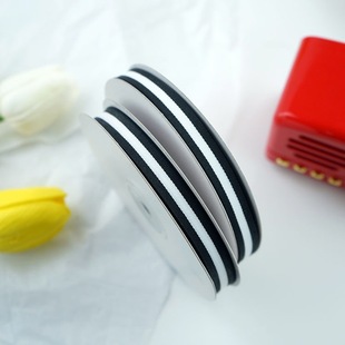 25 Yards Wholesale New 1cm Black and White Stripesd Ribbon Handmade diy Decorative Cake Box Strap Gift Webbing