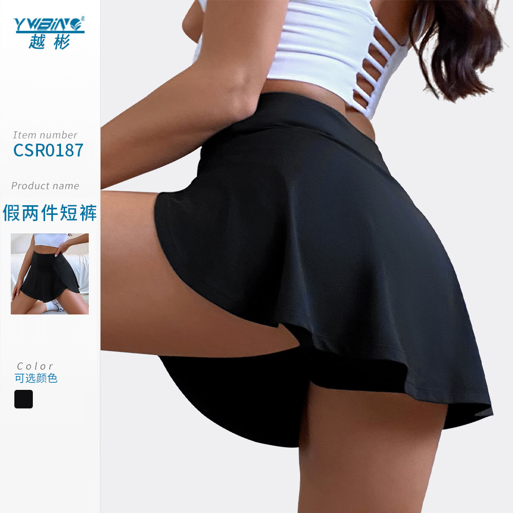 Nueva cintura alta vientre contratación ropa de yoga Falda corta Deportiva Anti-exposición de las mujeres ropa exterior suelta adelgazamiento correr pantalones cortos deportivos