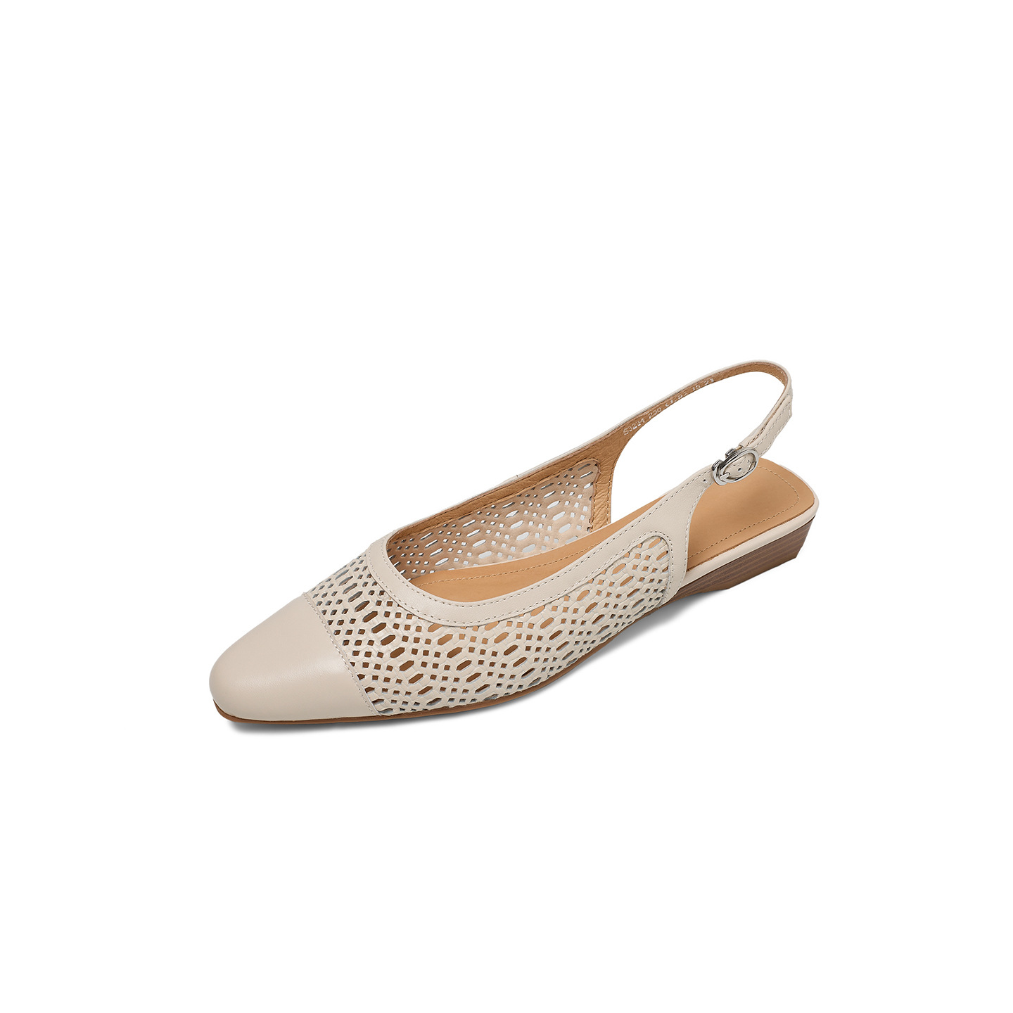 Sandal nữ phong cách vintage mũi kín hở gót đế bệt — Màu caramel chi tiết 17