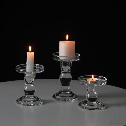 ins French simple Roman column glass candlestick ornaments creative home decoration desktop aromatherapy candle cafe