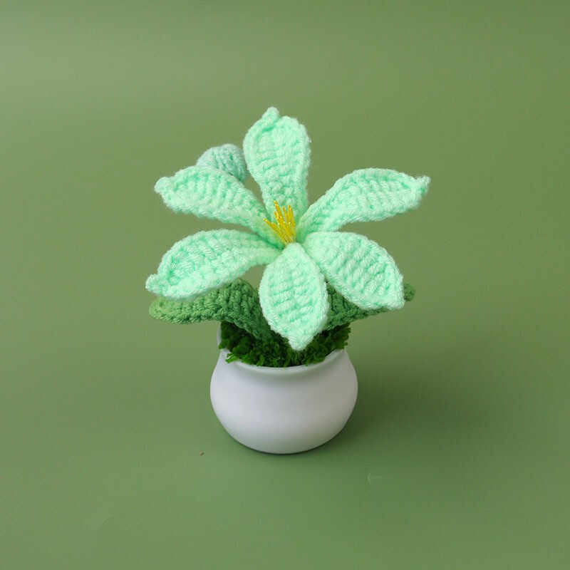 完成したウールひまわり鉢植えスズラン造花チューリップデスクトップ装飾品バレンタインデー教師クラスメートギフト|undefined