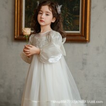 女孩公主裙秋季新款儿童高端生日礼服裙蓬蓬裙仙气网纱拖尾连衣裙