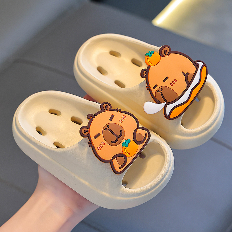 Capibara zapatillas de verano para niños, niños y niñas pisando la mierda, fugas antideslizantes para baño, padres e hijos, zapatillas de baño para niños
