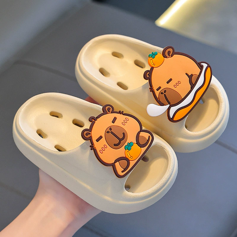 Капибара Летние детские протекающие холодные тапочки для мальчиков и девочек Нескользящие ванные комнаты