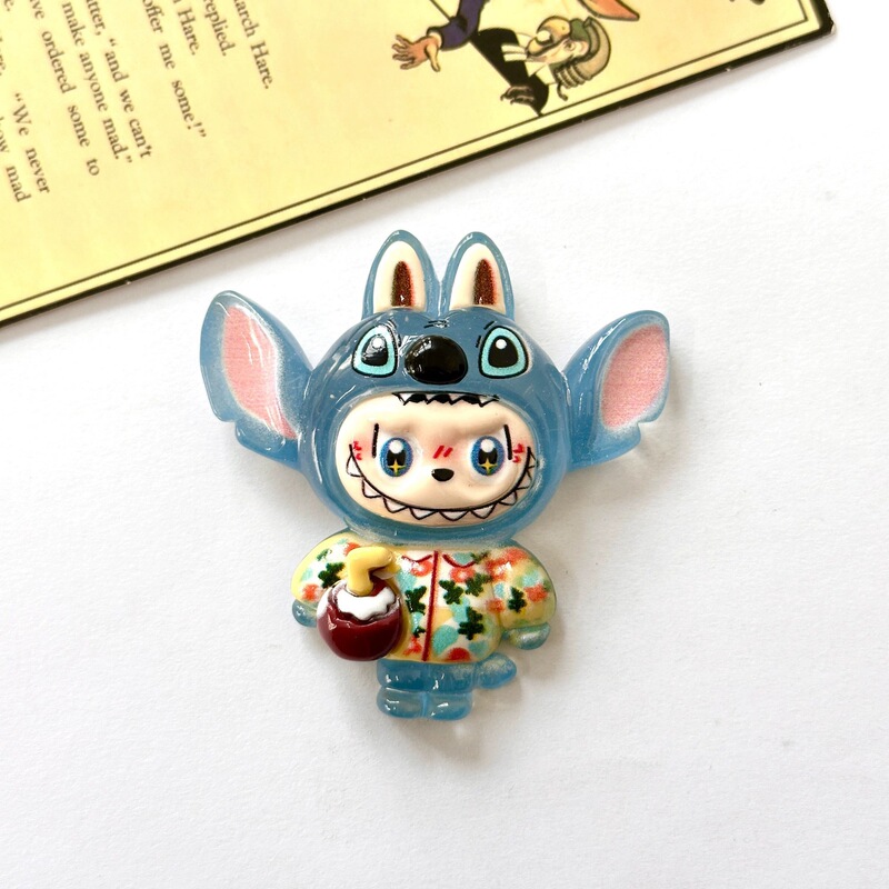 新しい漫画かわいいラブブ半透明ソリッドカラー冷蔵庫マグネット樹脂アクセサリー三次元装飾磁気ステッカー|undefined