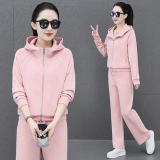 公版可印花连帽运动套装女2025春秋新款高品质减龄卫衣休闲套装