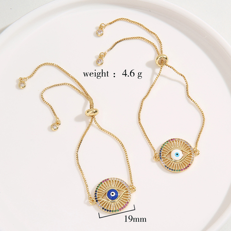 Retro Devilu0027S Eye Copper Inlay Zircon Bracelets