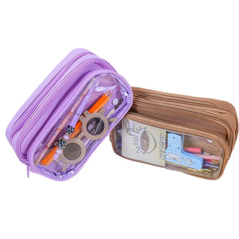 Рукодельный? Actually translate properly: Handheld transparent universal capacious pencil case for students, for secondary school