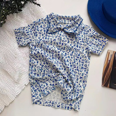 2023 Spring New Girls' MP Soft Cotton Tribe Print Top Denim Overalls NY