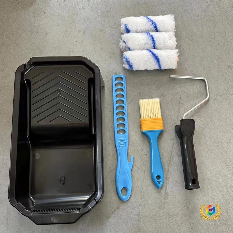 ✅滚筒刷套装 腻子漆涂刷工具 9寸滚子套装托盘搅拌杆毛刷 涂装工