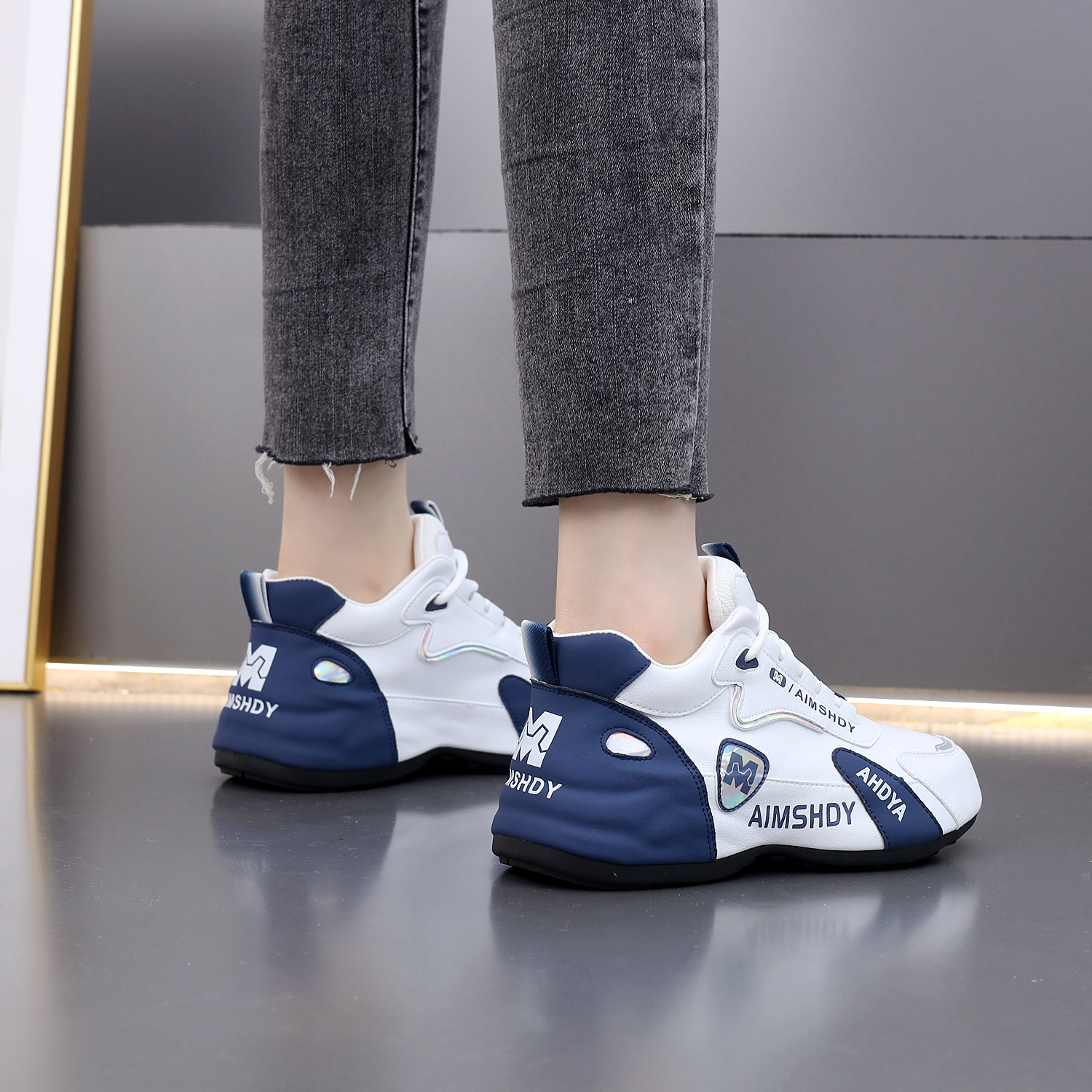 White blue [leather surface]