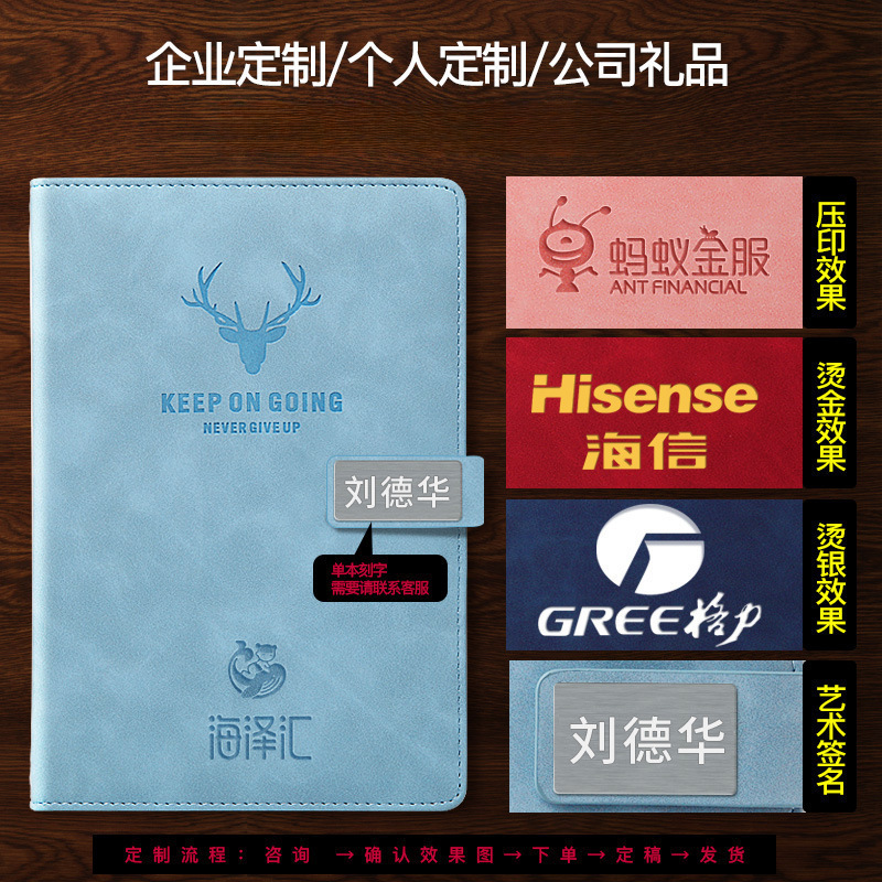 Cuaderno de negocios personalizado logotipo a5 cuaderno grueso de alto valor de la cara hebilla cuaderno de mano caja de regalo set al por mayor